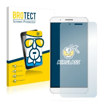 Face avant d’un emballage produit avec le logo de la marque BROTECT. À côté, l’appareil Honor 7i est représenté avec la protec