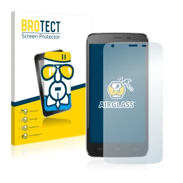 Face avant d’un emballage produit avec le logo de la marque BROTECT. À côté, l’appareil Doogee T6 est représenté avec la prote