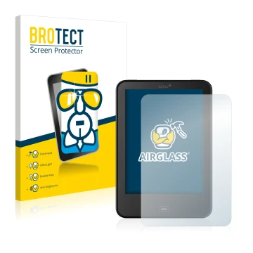 Face avant d’un emballage produit avec le logo de la marque BROTECT. À côté, l’appareil Tolino Vision 3 HD est représenté avec