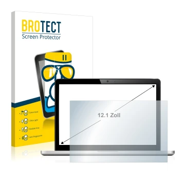 Face avant d’un emballage produit avec le logo de la marque BROTECT. À côté, l’appareil est représenté avec la protection d’éc