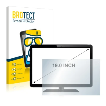Face avant d’un emballage produit avec le logo de la marque BROTECT. À côté, l’appareil est représenté avec la protection d’éc