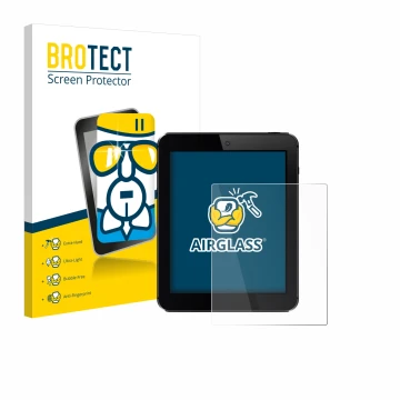 Face avant d’un emballage produit avec le logo de la marque BROTECT. À côté, l’appareil est représenté avec la protection d’éc