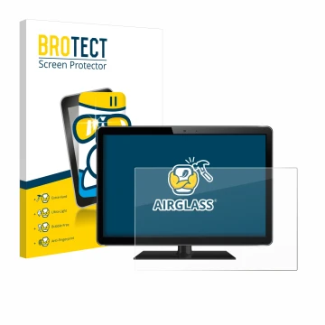 Face avant d’un emballage produit avec le logo de la marque BROTECT. À côté, l’appareil est représenté avec la protection d’éc