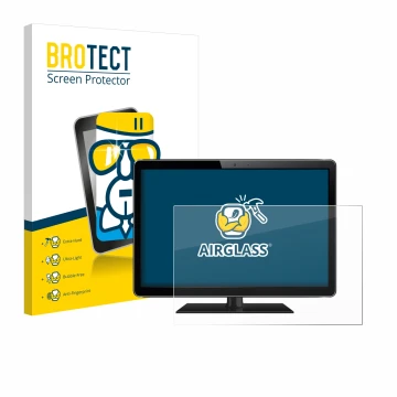 Face avant d’un emballage produit avec le logo de la marque BROTECT. À côté, l’appareil est représenté avec la protection d’éc