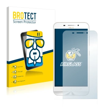 Face avant d’un emballage produit avec le logo de la marque BROTECT. À côté, l’appareil ASUS ZenFone Max ZC550KL est représent