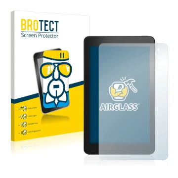 Face avant d’un emballage produit avec le logo de la marque BROTECT. À côté, l’appareil Dell Venue 8 Pro 5855 est représenté a