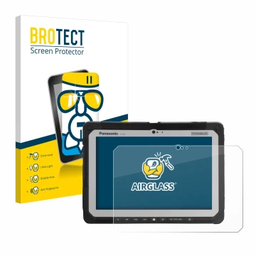 Face avant d’un emballage produit avec le logo de la marque BROTECT. À côté, l’appareil Panasonic Toughbook CF-20 MK1 est repr