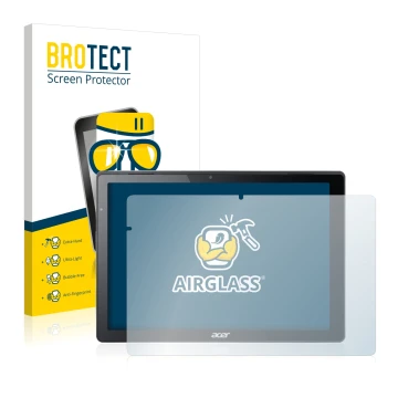 Face avant d’un emballage produit avec le logo de la marque BROTECT. À côté, l’appareil Acer Switch Alpha 12 est représenté av