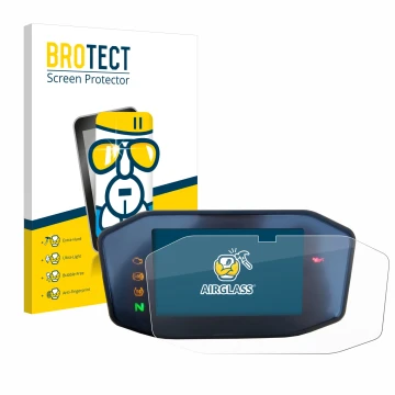 Face avant d’un emballage produit avec le logo de la marque BROTECT. À côté, l’appareil KTM 690 Duke 2016 est représenté avec 