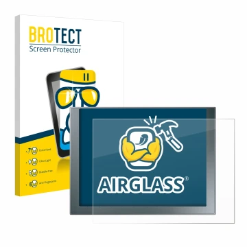 Face avant d’un emballage produit avec le logo de la marque BROTECT. À côté, l’appareil Siemens Simatic HMI KTP 1200 Basic est