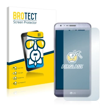 Face avant d’un emballage produit avec le logo de la marque BROTECT. À côté, l’appareil LG X Mach est représenté avec la prote