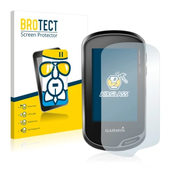 Face avant d’un emballage produit avec le logo de la marque BROTECT. À côté, l’appareil Garmin Oregon 750t est représenté avec