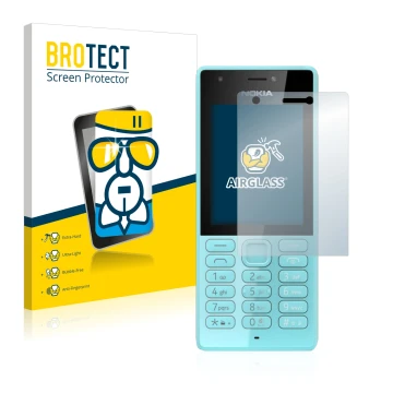 Face avant d’un emballage produit avec le logo de la marque BROTECT. À côté, l’appareil Nokia 216 est représenté avec la prote