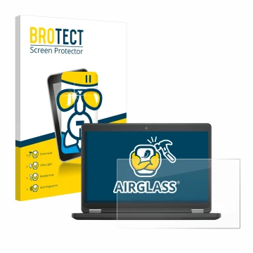 Face avant d’un emballage produit avec le logo de la marque BROTECT. À côté, l’appareil Dell Latitude 14 E5450 Non-Touch est r