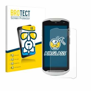 Face avant d’un emballage produit avec le logo de la marque BROTECT. À côté, l’appareil Zebra TC51 est représenté avec la prot