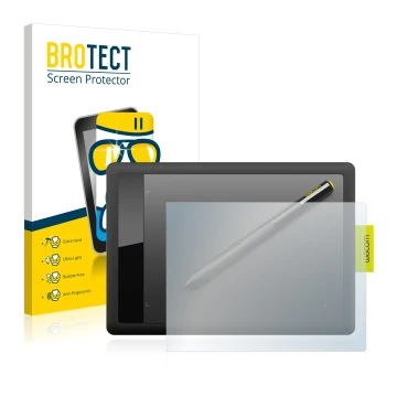 Face avant d’un emballage produit avec le logo de la marque BROTECT. À côté, l’appareil Wacom One s CTL-471 est représenté ave
