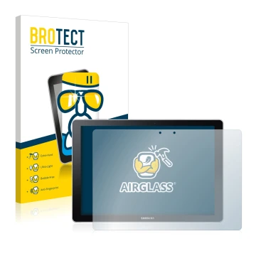 Face avant d’un emballage produit avec le logo de la marque BROTECT. À côté, l’appareil Samsung Galaxy Book 12 est représenté 