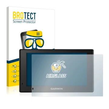 Face avant d’un emballage produit avec le logo de la marque BROTECT. À côté, l’appareil Garmin DriveSmart 51 LMT-D est représe