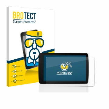 Face avant d’un emballage produit avec le logo de la marque BROTECT. À côté, l’appareil BMW Motorrad Navigator VI est représen