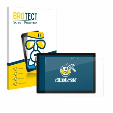 Face avant d’un emballage produit avec le logo de la marque BROTECT. À côté, l’appareil Microsoft Surface Pro 5 2017 est repré