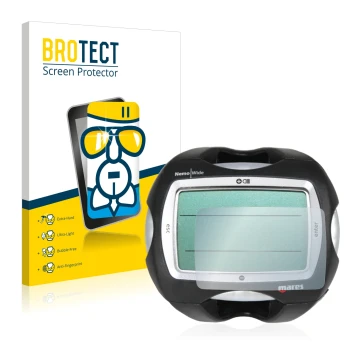 Face avant d’un emballage produit avec le logo de la marque BROTECT. À côté, l’appareil Mares Nemo Wide 2 est représenté avec 