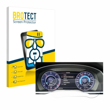 Face avant d’un emballage produit avec le logo de la marque BROTECT. À côté, l’appareil Volkswagen Tiguan 2017 Active Info Coc