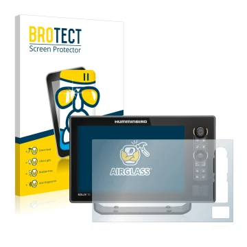 Face avant d’un emballage produit avec le logo de la marque BROTECT. À côté, l’appareil Humminbird Solix 10 est représenté ave