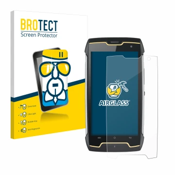 Face avant d’un emballage produit avec le logo de la marque BROTECT. À côté, l’appareil Cubot King Kong est représenté avec la