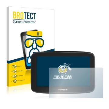 Face avant d’un emballage produit avec le logo de la marque BROTECT. À côté, l’appareil TomTom GO Basic 5