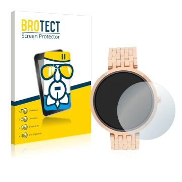 Face avant d’un emballage produit avec le logo de la marque BROTECT. À côté, l’appareil Xlyne X-Watch Siona XW Fit est représe