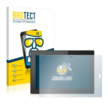 Face avant d’un emballage produit avec le logo de la marque BROTECT. À côté, l’appareil Lenovo Tablet 10 (3ème Gen.) est repré