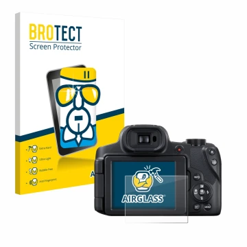 Face avant d’un emballage produit avec le logo de la marque BROTECT. À côté, l’appareil Canon PowerShot SX70 HS est représenté