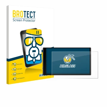 Face avant d’un emballage produit avec le logo de la marque BROTECT. À côté, l’appareil Garmin DriveTrack 71 est représenté av