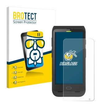 Face avant d’un emballage produit avec le logo de la marque BROTECT. À côté, l’appareil Honeywell Dolphin CT40 est représenté 