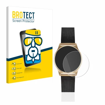 Face avant d’un emballage produit avec le logo de la marque BROTECT. À côté, l’appareil Xlyne X-Watch Joli XW Pro est représen