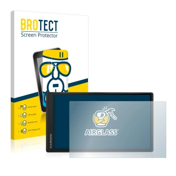 Face avant d’un emballage produit avec le logo de la marque BROTECT. À côté, l’appareil Garmin DriveSmart 55 est représenté av