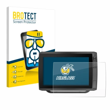 Face avant d’un emballage produit avec le logo de la marque BROTECT. À côté, l’appareil Garmin ECHOMAP Ultra 122sv est représe