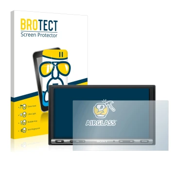 Face avant d’un emballage produit avec le logo de la marque BROTECT. À côté, l’appareil Sony XAV-AX3005DB est représenté avec 