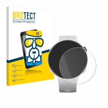 Face avant d’un emballage produit avec le logo de la marque BROTECT. À côté, l’appareil Garmin Forerunner 45S est représenté a