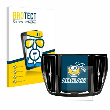 Face avant d’un emballage produit avec le logo de la marque BROTECT. À côté, l’appareil Volvo V60 Sensus Connect 2019-2020 est