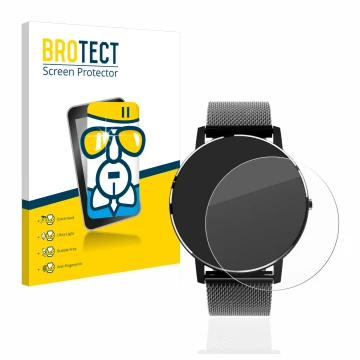 Face avant d’un emballage produit avec le logo de la marque BROTECT. À côté, l’appareil Holalei Fitness Tracker 1.3
