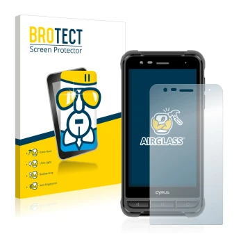 Face avant d’un emballage produit avec le logo de la marque BROTECT. À côté, l’appareil Cyrus CS22 XA est représenté avec la p