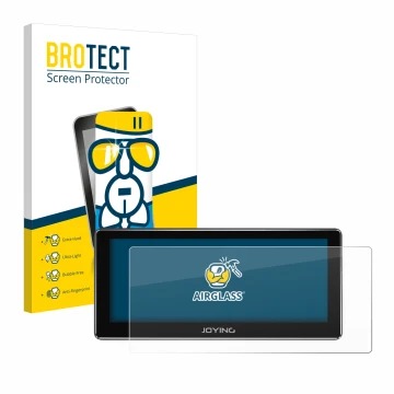 Face avant d’un emballage produit avec le logo de la marque BROTECT. À côté, l’appareil Joying 4G Car Radio 8.8