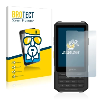 Face avant d’un emballage produit avec le logo de la marque BROTECT. À côté, l’appareil Cyrus CM 17 Hybrid est représenté avec