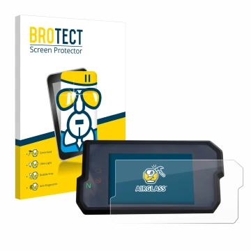 Face avant d’un emballage produit avec le logo de la marque BROTECT. À côté, l’appareil KTM 125 / 390 Duke 2017+ est représent