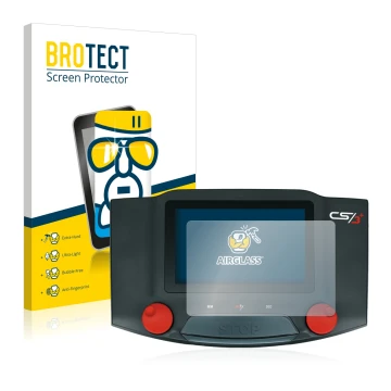 Face avant d’un emballage produit avec le logo de la marque BROTECT. À côté, l’appareil Märklin Central Station 3 Plus est rep