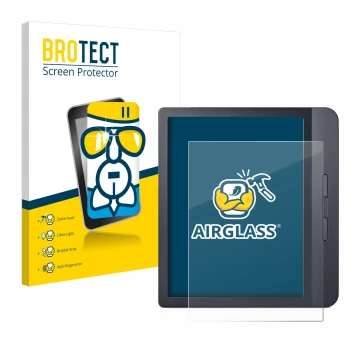 Face avant d’un emballage produit avec le logo de la marque BROTECT. À côté, l’appareil Kobo Libra H2O est représenté avec la 