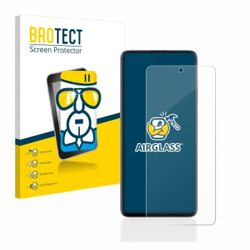 Face avant d’un emballage produit avec le logo de la marque BROTECT. À côté, l’appareil Samsung Galaxy A51 est représenté avec
