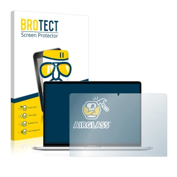 Face avant d’un emballage produit avec le logo de la marque BROTECT. À côté, l’appareil Apple MacBook Pro 16