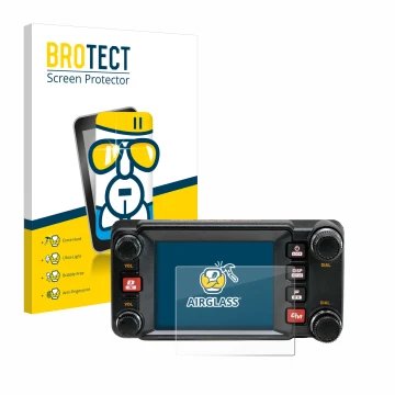 Face avant d’un emballage produit avec le logo de la marque BROTECT. À côté, l’appareil Yaesu FTM-400XDR est représenté avec l
